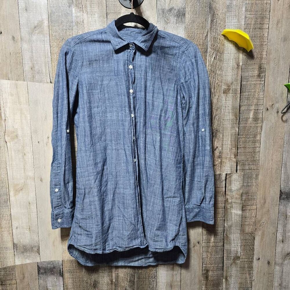 Peter Millar Blue Chambray Button Up Tunic Top - image 2